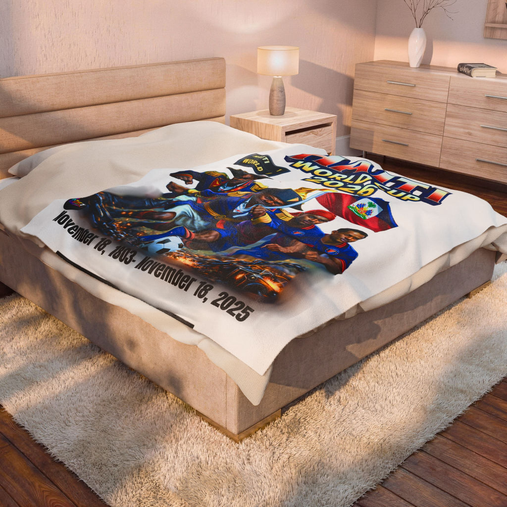 Haiti World Cup 2026 Soccer Team Velveteen Plush Blanket | Haitian Football Fans