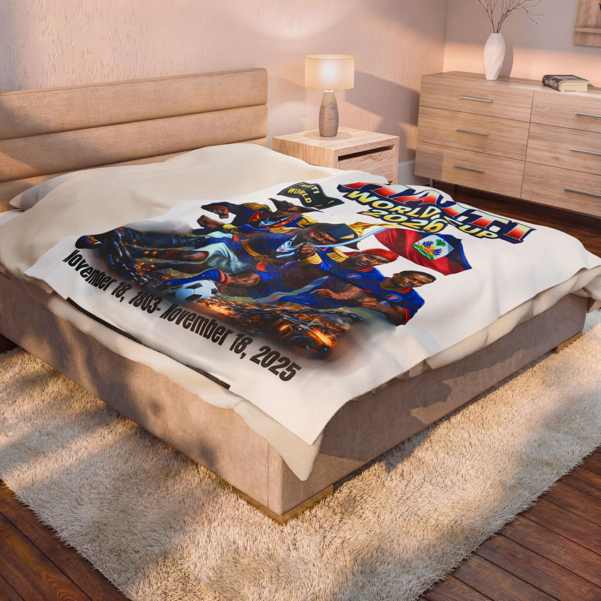 Haiti World Cup 2026 Soccer Team Velveteen Plush Blanket | Haitian Football Fans
