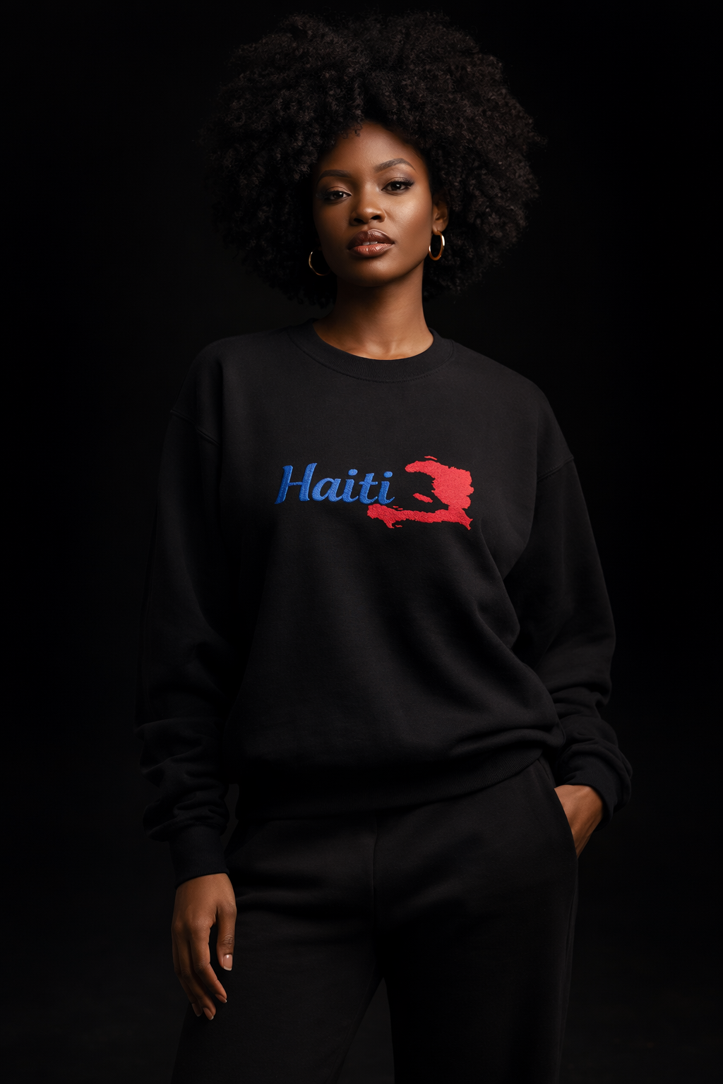 Unisex Heavy Blend™Haiti Signature Embroidery Sweatshirt/ Crewneck Sweatshirt