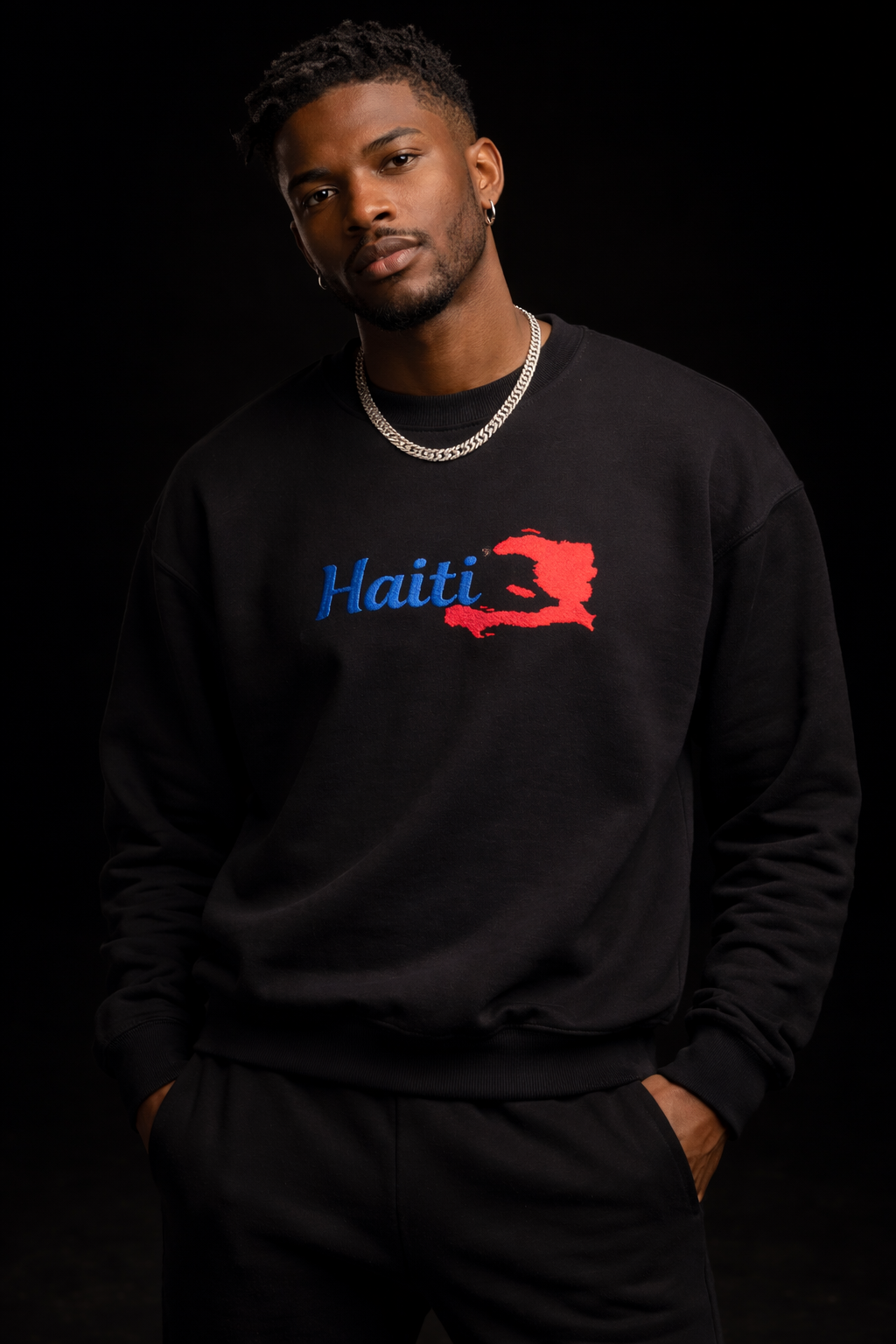 Unisex Heavy Blend™Haiti Signature Embroidery Sweatshirt/ Crewneck Sweatshirt