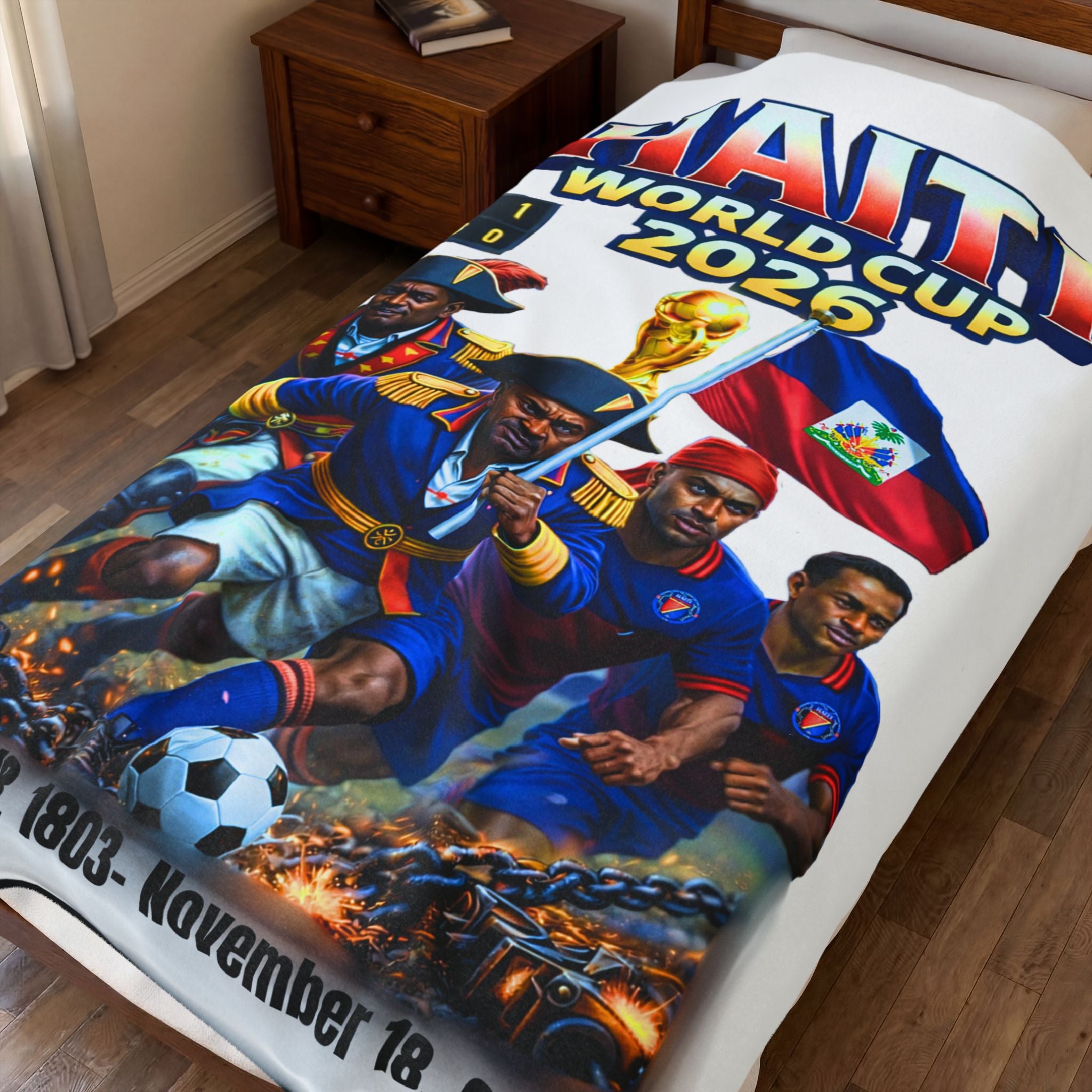 Haiti World Cup 2026 Soccer Team Velveteen Plush Blanket | Haitian Football Fans